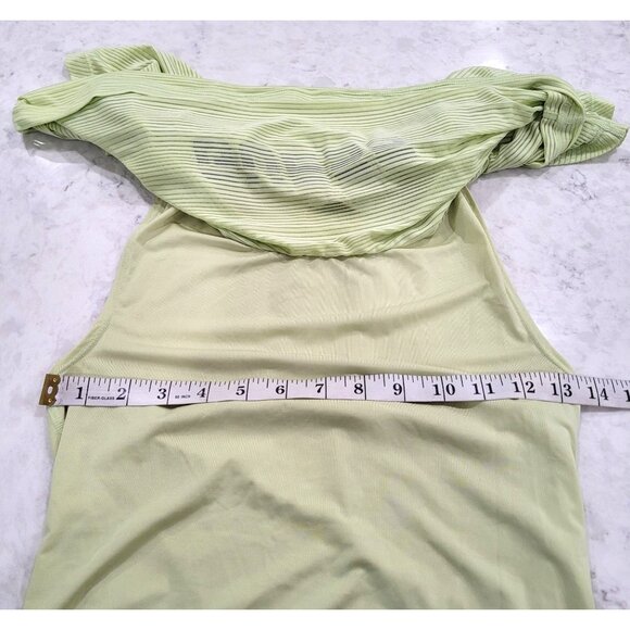 Guess Womens Lime Green Cropped Sheer Layered Cut Out Back Athletic Top Size S - Picture 8 of 9